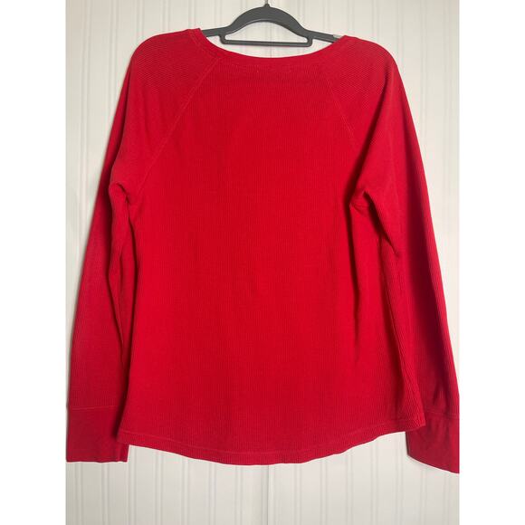 Faded Glory VTG Y2K Thermal Waffle Knit Top Men's Size L Red Grunge Skater 90s - Picture 5 of 9
